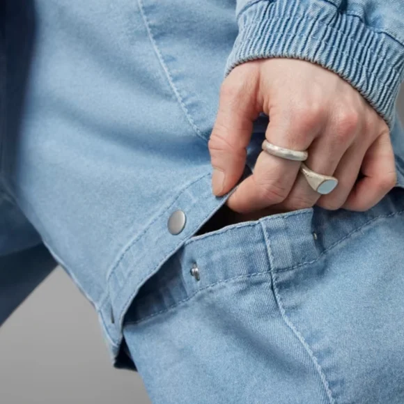 Adidas Always Original Denim Track Pants Jeans Wide Leg Light Blue Wash Small - Picture 5 of 17